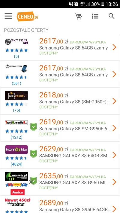 gluchy987 - Chcę kupić Samsunga s8. Kojarzy ktoś i może polecić któryś z tych sklepów...