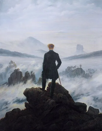 nexiplexi - Caspar David Friedrich - Wędrowiec nad morzem mgły (1818) olej na płótnie...