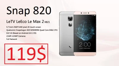 sebekss - Tylko 119$ za telefon LeTV LeEco Le Max 2 X821 ze Snapem 820❗
Najtańszy te...