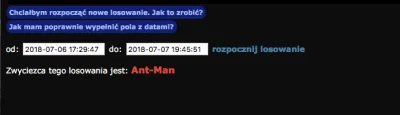 Shyvana - zwycięzcą losowanie jest mirek @Ant-Man

zapraszam na priv po odbiór nagr...