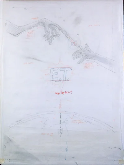 WezelGordyjski - Oryginalny szkic kultowego plakatu do filmu E.T Z 1982 roku. #plakat...