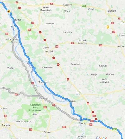 kurvvawszystkozajete - Warszawa - Lublin GoogleMaps pokazuje, że trasa na Garwolin i ...