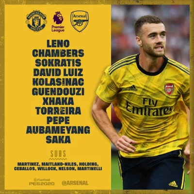 Pustulka - Składy na mecz Arsenalu z United na Old Trafford:

Arsenal XI: Leno, Cha...