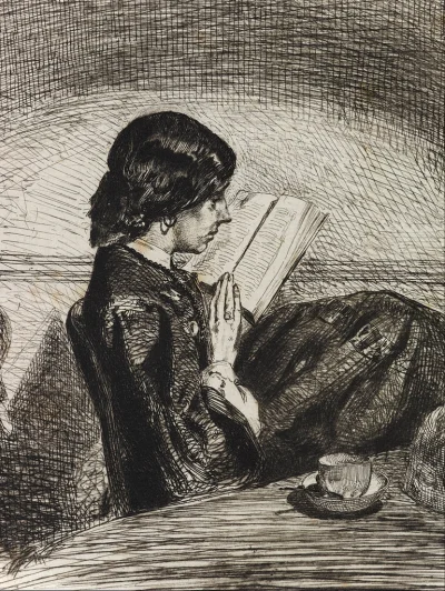 C.....l - #sztukanadzis 

James McNeill Whistler, Czytająca przy lampie, 1858, miedzi...
