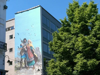 Fallenzgr - w Brukseli taki piekny mural. na dole w budynku polski sklep xD
