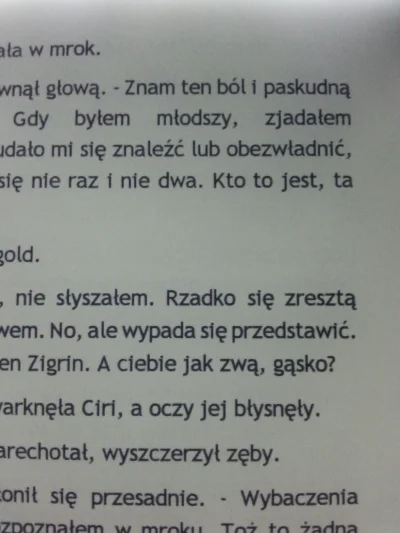 Cybe - 'A Ciebie jak zwą, gąsko?' 

Sapkowski . Please staph ;___;

#trybson #wiedzmi...