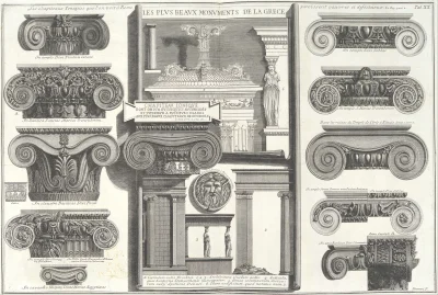 myrmekochoria - Giovanni Battista Piranesi, Porównanie rzymskich i greckich zwieńczeń...