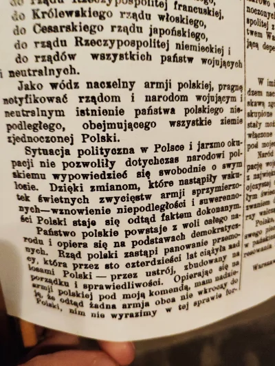 appylan - Dzisiaj czytałem wydanie Monitora Polskiego z dnia 18 listopada 1918 z odez...