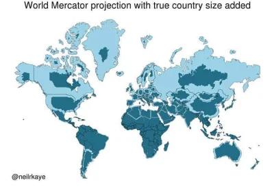 Miczowiec - Porównanie prawdziwej wielkości państw, w stosunku do ich wielkości na ma...