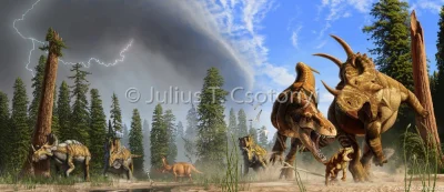 CrazyDino - Spinops sternbergorum, dinozaur rogaty (ceratops; na pierwszym planie, z ...