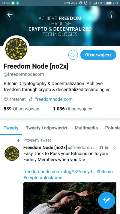 p.....4 - 42 konto w cyklu #wartoobserwowacwbitcoin 

Zobacz użytkownika Freedom No...