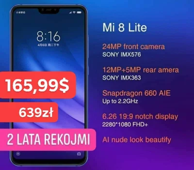 sebekss - Tylko 165.99$ [639zł] za telefon Xiaomi Mi 8 Lite 4/64GB❗
Piekny design i ...