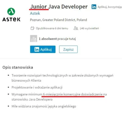 emjey20 - Junior z półrocznym doświadczeniem komercyjnym? :D Czyli wcześniej co? Baby...