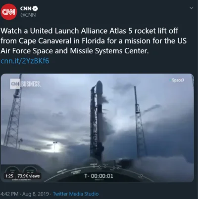 L.....m - Idealny przykład Fake News w wykonaniu CNN. News o ULA a na filmie SpaceX 
...