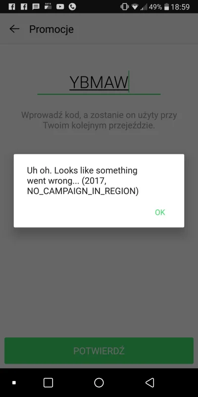 Marcinowy - Dlaczego po wpisaniu jakiegoś kodu w Taxify mam taki błąd? ( ͡° ʖ̯ ͡°)
Do...