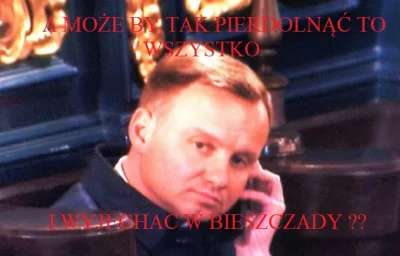 PrezydentAndrzejDuda - A może by tak #!$%@?ąć to
Wszystko
I wyjechać w Bieszczady ?...