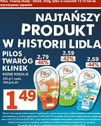 ortalionowy - #mikrokoksydeals
w Lidlu Pilos twaróg klinek 250 g 1,49zl