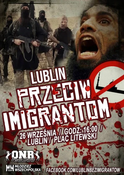 h.....y - Manifestacja: LUBLIN PRZECIW IMIGRANTOM
26 września br. - godz. 16:00 - Lu...