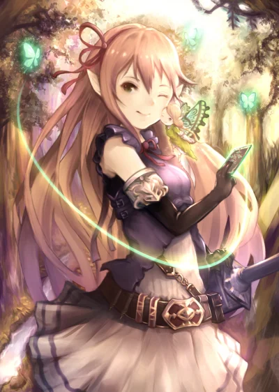 FuzzyWuzzy_ - #randomanimeshit #shadowverse #arisa #greeneyes #blushedface #elf #girl...