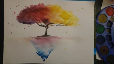 pommes - Dziś się uczyłam malować drzewo. Jak wam się podoba? #akwarela #malarstwo #t...