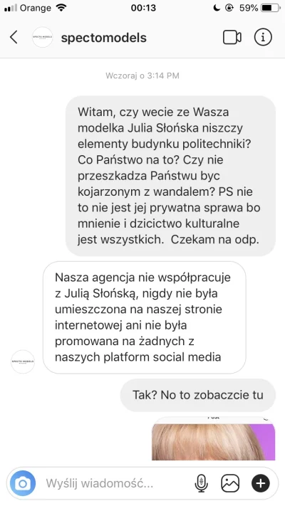 agnea - Agencja Specto Models wyparła się znajomości z patolką