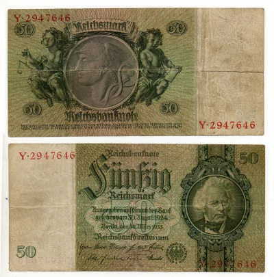 ginozaur - #historia #starocie #pieniadze #ginozaurcontent
50 Reichsmark Berlin, den...