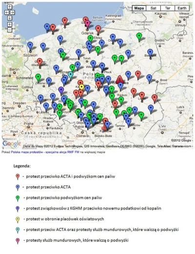 futomaki - http://goo.gl/ERoV0 Mapa protestów w Polsce. #polishrevolution #acta
