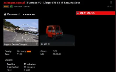 ACLeague - FUNRACE #01

Lieger SJ8 S1 @ Laguna Seca - Lista startowa:

SPOILER
S...