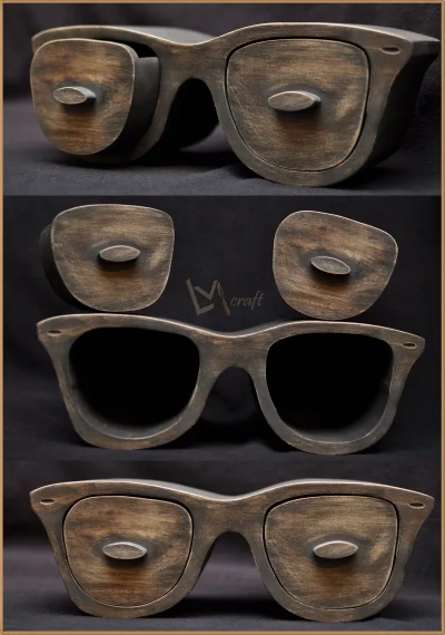 artisan - Szkatułka zrobiona na wzór okularów ray ban wayfarer. Wykonana z drewna lip...