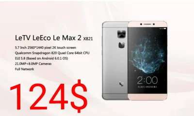 sebekss - Tylko 124$ za telefon LeTV LeEco Le Max 2 X821 4/64GB ze Snapem 820❗
Świet...