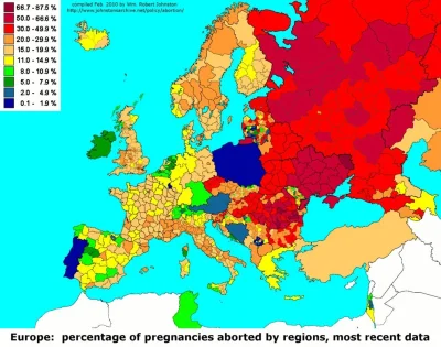 Gloszsali - Procent aborcji według regionów Europy

#mapporn #ciekawostki #99map #e...