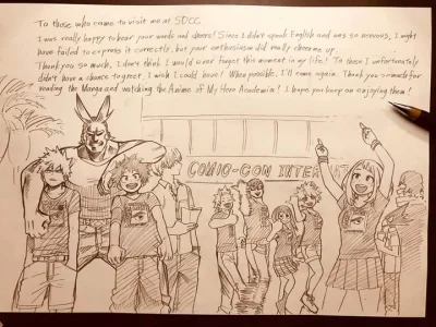 Deku - Kohei Horikoshi popełnił rysunek związany z jego wizytą w San Diego na Comic C...