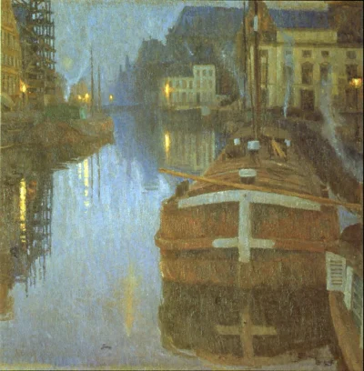 My-serotonin - Albert Baertsoen "Ghent by Evening" 1903
#sztuka #malarstwo
