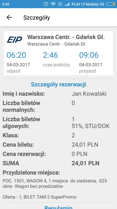 dudel02 - @sspiderr jadąc Pendolino na bilecie superpromo np W-wa - Gdańsk płacisz 25...