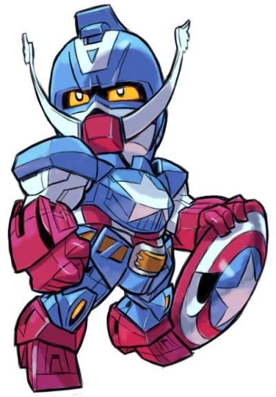 80sLove - Superbohaterowie Marvela przerobieni na mechy z anime Gundam (bądź odwrotni...