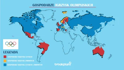 Breakplan - Temat na czasie - mapka przedstawiająca gospodarzy Igrzysk Olimpijskich (...