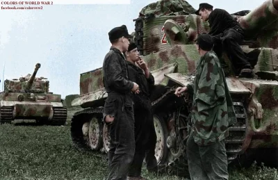 wojna - Niemieckie czołgi Panzer VI "Tygrys" (z lewej "222", z prawej "224") 503.Bata...