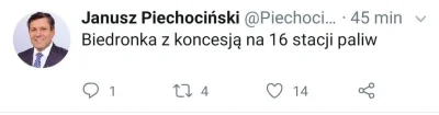 Unik4t - Biedronka z koncesją na 16 stacji paliw
#twitter #biedronka #piechocinski