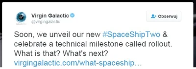Nedved - Virgin Galactic planuje lot testowy #SpaceShipTwo.

Ostatnim razembyło tak...