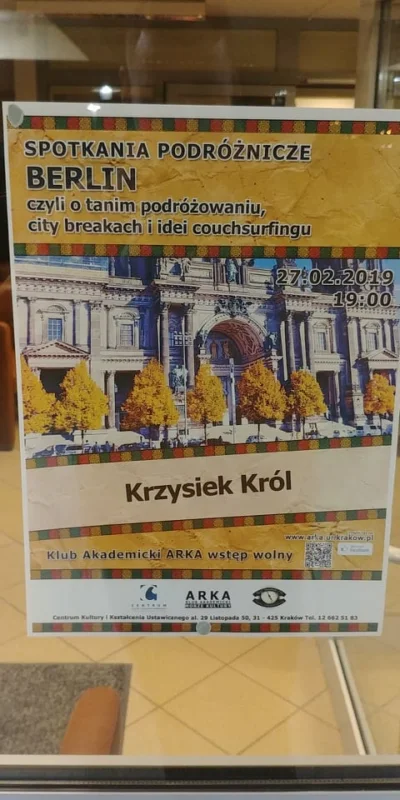k.....h - Hallo Hallo! #krakow Zapraszam dzisiaj do Arki (Adres: aleja 29 Listopada 5...