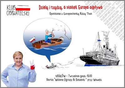 Kruva - Róża Thun zaprasza na swoje spotkanie takim plakatem - najlepsze że statek od...