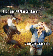 widaczew - #heheszki #pcmasterrace #consolepeasants #gif #wiedzmin Kumplowi zbugował ...