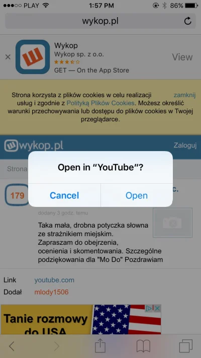 kiler129 - @milo1000: Hmm, u mnie jak klikam od razu przechodzi do aplikacji YT.