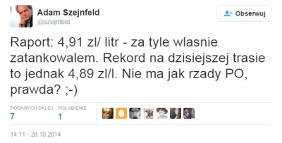 jozik - Ponad rok temu Adam Szejnfeld chwalił się niskimi cenami paliw. Będącymi oczy...