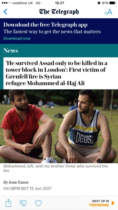londynskibusinessman - 'Uchodźca przeżył reżim Assada aby zginąć w płomieniach.' Nie ...
