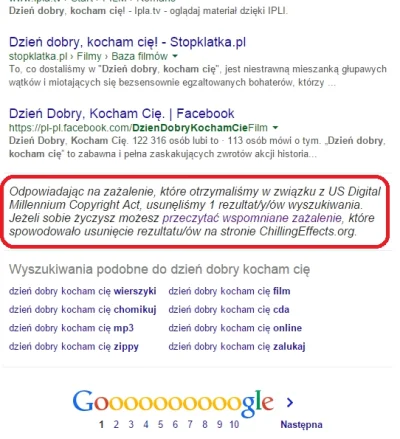 InformacjaNieprawdziwaCCCLVIII - Dziś przypadkiem odkryłem, że Google usuwa z wyników...