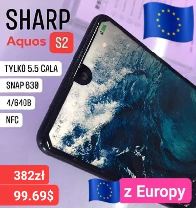 sebekss - Tylko 99.69$ [382zł] za telefon Sharp Aquos S2(C10) 4/64GB z Europy❗
➡️Sna...