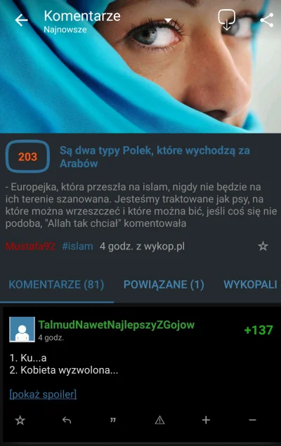 aglegola - Na glownej wykop.pl jest tekst o Polce, ktora zostala wciagnieta w Islam -...