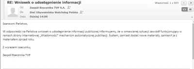 Watchdog_Polska - Mamy odpowiedź od TVP w sprawie zmiany materiałów o lekarzach na st...