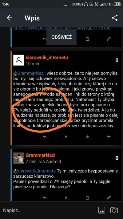 GrammarNazi - @kierownik_internetu (－‸ლ) ty myślałeś że pisząc o pedofilii w kościele...